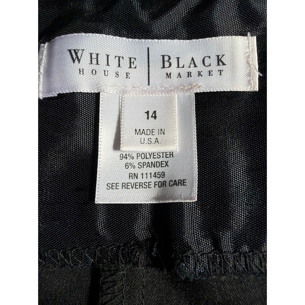 White House Black Market Wide Leg Pants Black Polyester Minimalist Side Slit 14 - Picture 5 of 11